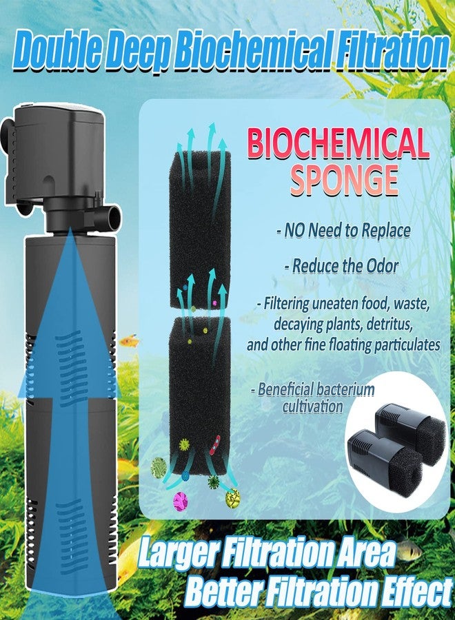 TARARIUM Aquarium Filter for 40-150 Gal. Tank Crystal 300GPH Biochemical Filtration Powerful Pump Submersible Internal Fish Tank Filters Large Tank Pond Clear Wavemaker Air Supply 4 in 1 - Image 2